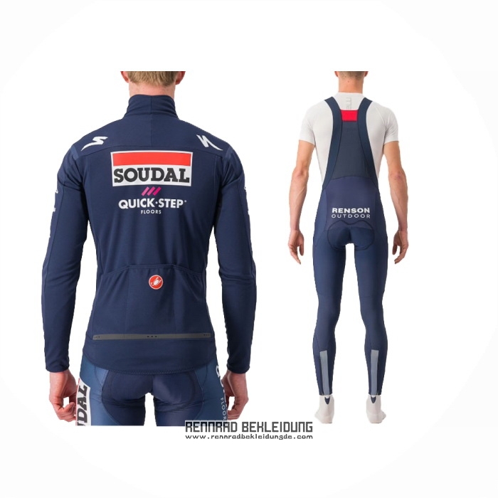 2024 Fahrradbekleidung Deceuninck Quick Step Dunkel Blau Wei Trikot Langarm Und Tragerhose